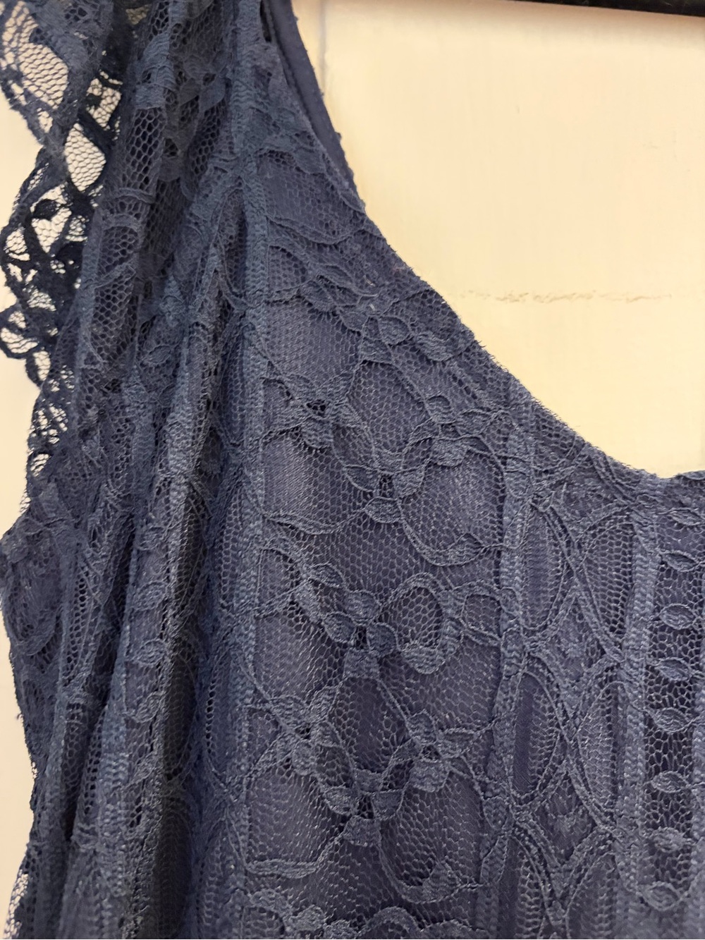 Suzy Shier Navy Lace Flutter-Sleeve A-Line Dress - Picture 5 of 8